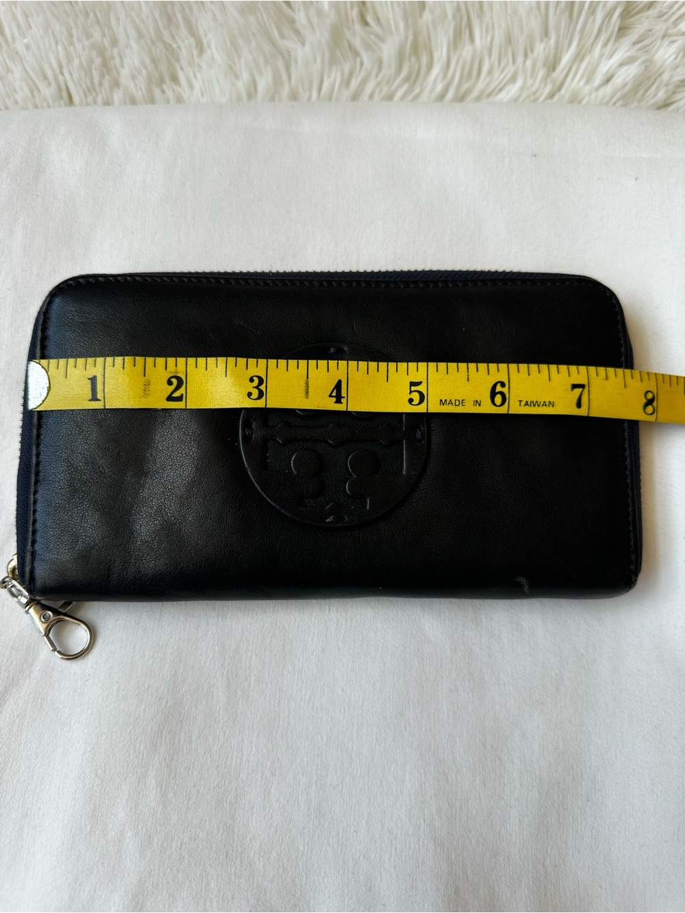 Tory Burch Bombe T Zip Continental Wallet Black Leather Logo Wristlet Clutch - Picture 7 of 10